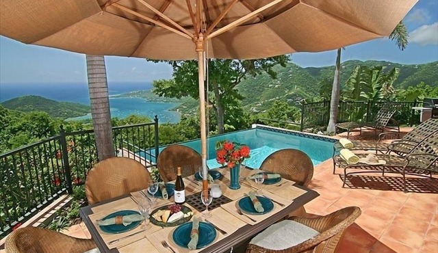 HUGE UNOBSTRUCTED PANORAMIC VIEWS over Coral Bay and BVIs! Sunny pool. Private. in St John