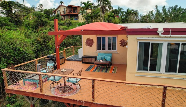 Romantic Hideaway 1-bedroom cottage with AC , a huge deck with an amazing view. in kingshill